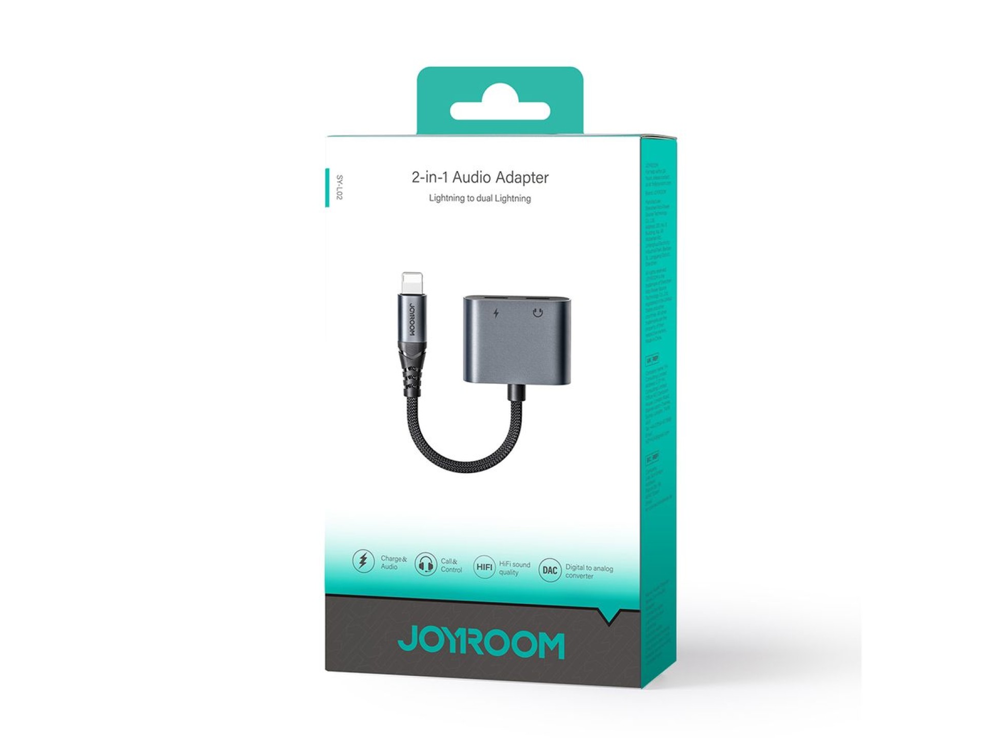 Joyroom SY-L02 Lightning to 2x Lightning DAC adapter 2in1 - black