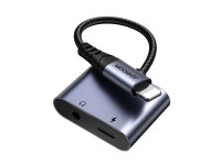 Joyroom SY-L01 Lightning to Lightning / 3.5 mm mini jack DAC adapter 2in1 - black Joyroom SY-L01 Lightning to Lightning / 3.5 mm mini jack DAC adapter 2in1 - black