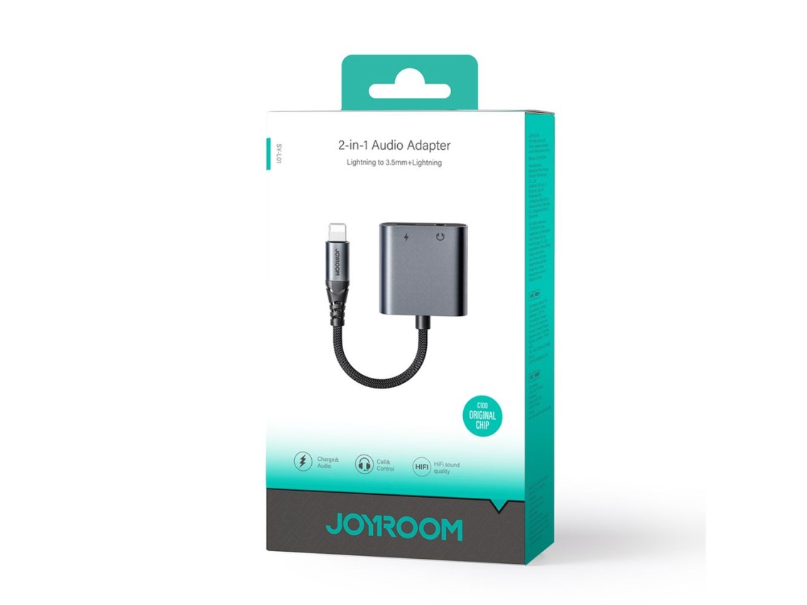 Joyroom SY-L01 Lightning to Lightning / 3.5 mm mini jack DAC adapter 2in1 - black