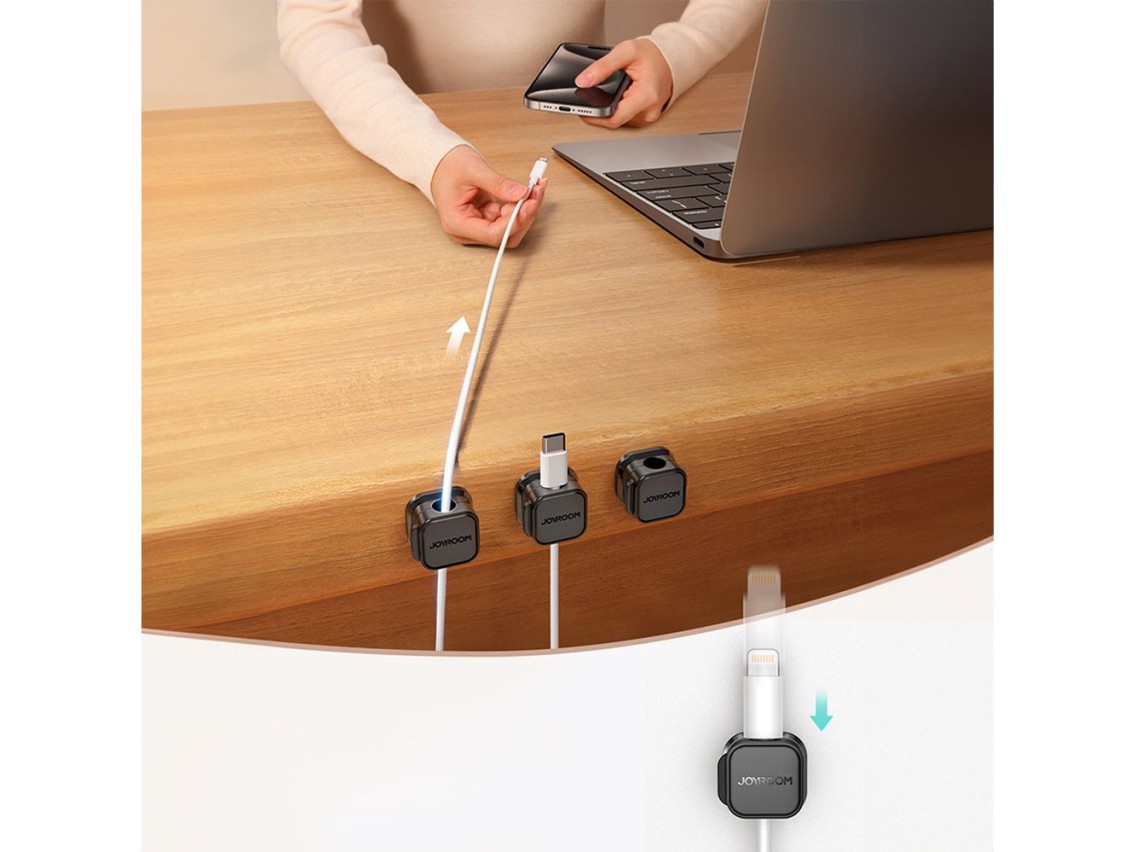 Joyroom JR-ZS368 magnetic cable organizer - black (3 pcs.)