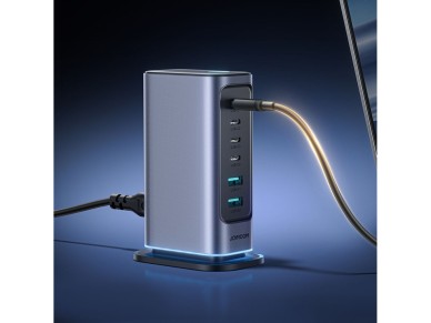 Joyroom JR-TCM02 Multiport GaN Charger 65W EU 4x USB-C 2x USB-A - Dark Gray Joyroom JR-TCM02 Multiport GaN Charger 65W EU 4x USB-C 2x USB-A - Dark Gray