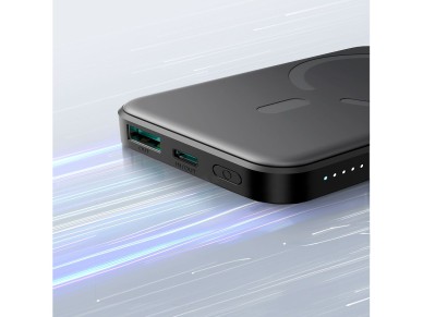 Powerbank Joyroom JR-W020 Mini 5000mAh USB-A USB-C inductivo 20W - negro + cable USB-C / USB-C Powerbank Joyroom JR-W020 Mini 5000mAh USB-A USB-C inductivo 20W - negro + cable USB-C / USB-C