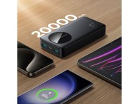 Batería externa Joyroom JR-PBF14 de 20000 mAh y 2,4 A con 2 puertos USB-A y 1 puerto USB-C (negra). Batería externa Joyroom JR-PBF14 de 20000 mAh y 2,4 A con 2 puertos USB-A y 1 puerto USB-C (negra).