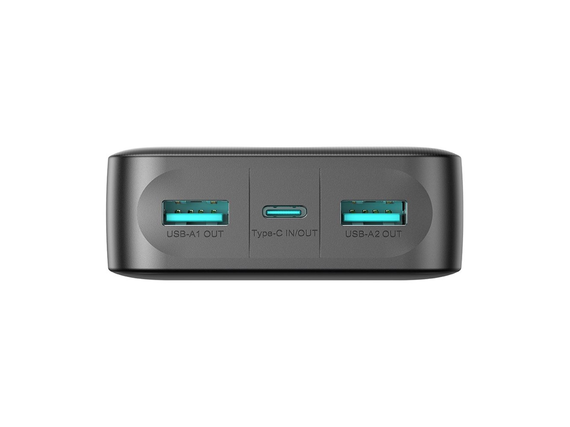 Batería externa Joyroom JR-PBF14 de 20000 mAh y 2,4 A con 2 puertos USB-A y 1 puerto USB-C (negra).