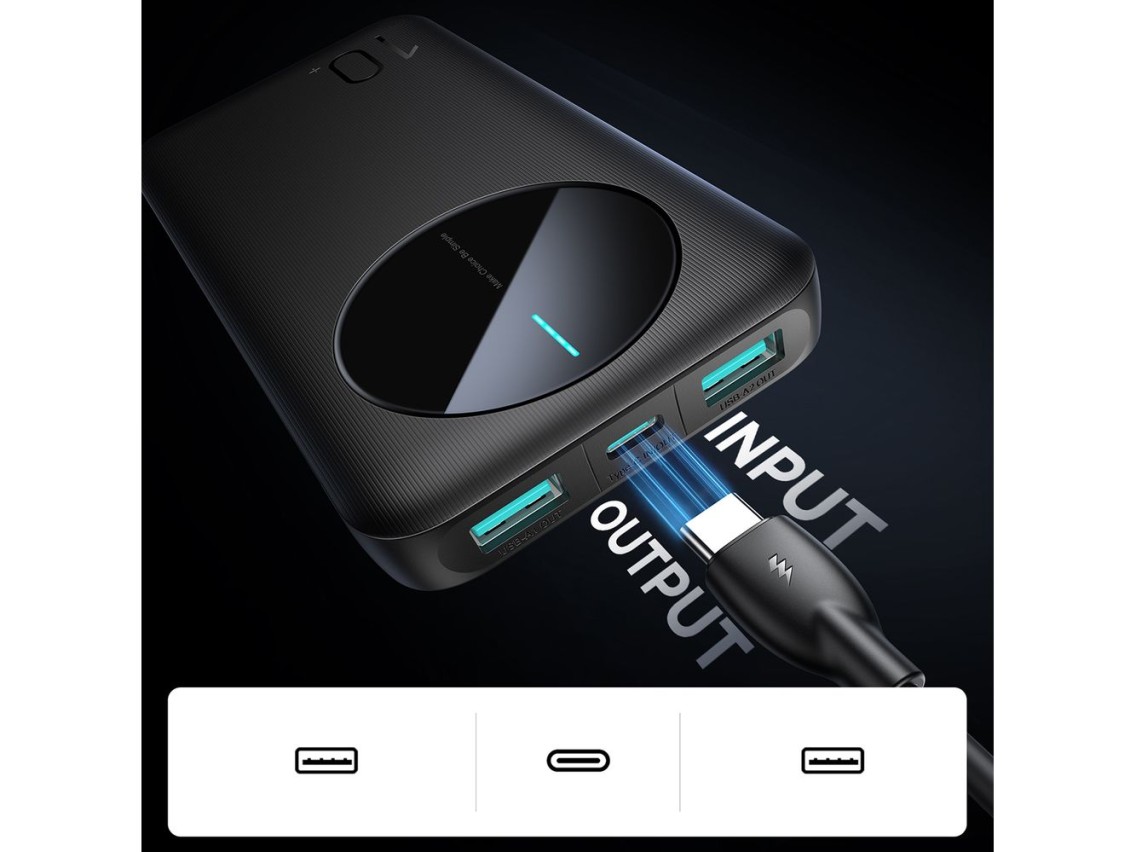 Powerbank Joyroom JR-PBF12 10000mAh 2.4A 2x USB-A 1x USB-C - black