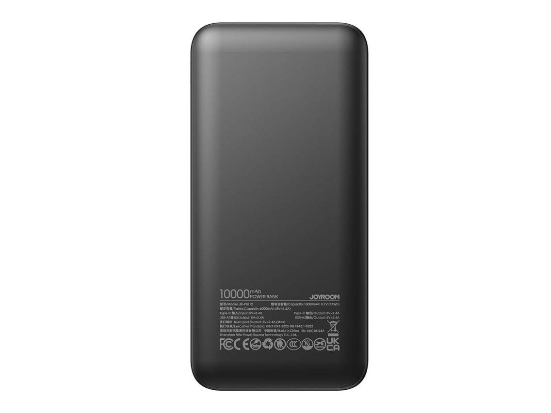 Powerbank Joyroom JR-PBF12 10000mAh 2.4A 2x USB-A 1x USB-C - black