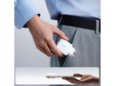 Joyroom JR-TCF14 20W USB-A USB-C Super Slim Wall Charger - White