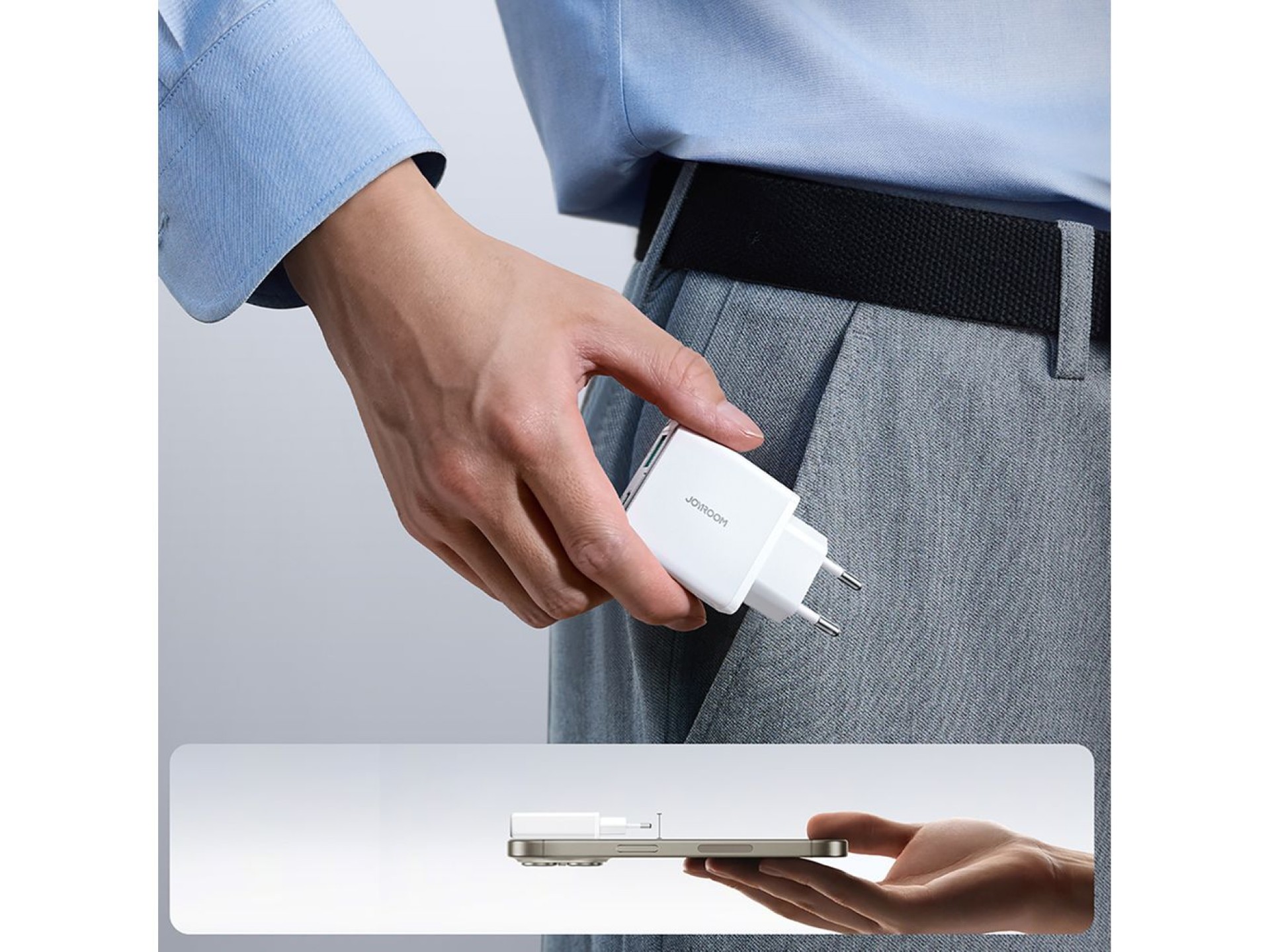 Carregador de parede super fino Joyroom JR-TCF14 20W USB-A USB-C - Branco