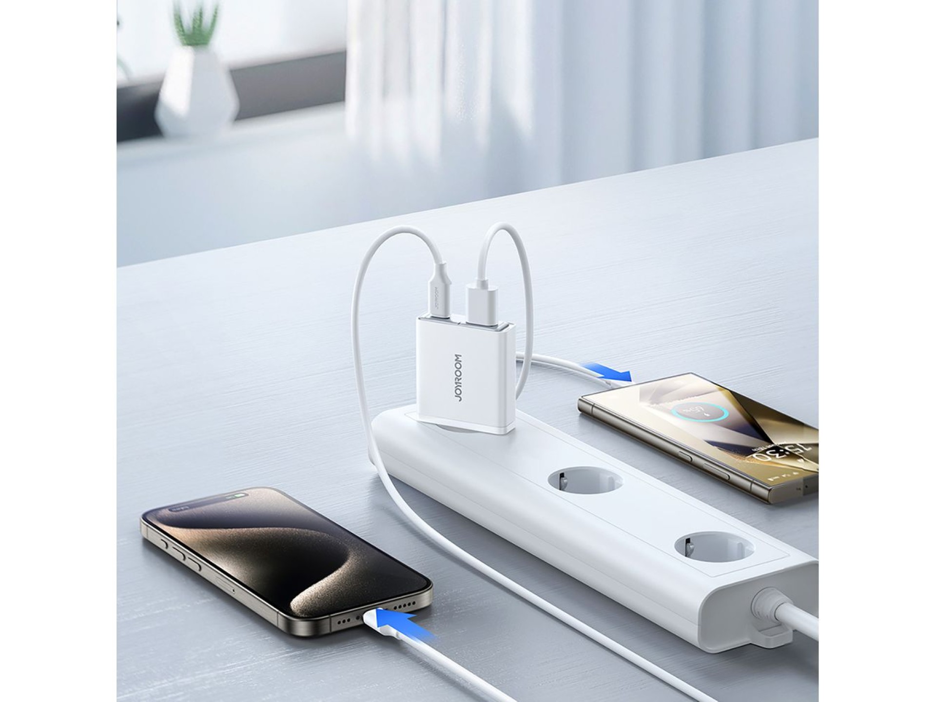 Carregador de parede super fino Joyroom JR-TCF14 20W USB-A USB-C - Branco