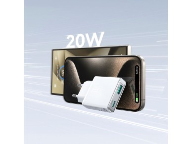 Joyroom JR-TCF14 20W USB-A USB-C Super Slim Wall Charger - White