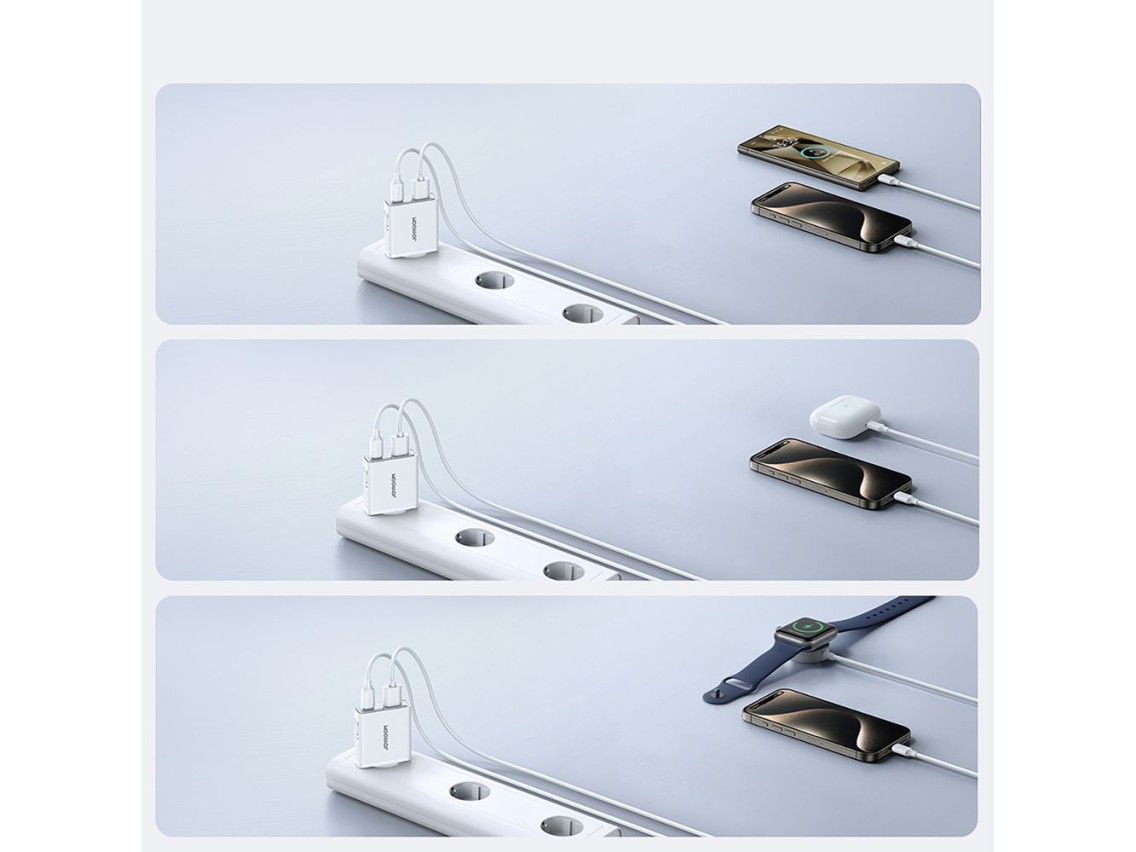 Carregador de parede super fino Joyroom JR-TCF14 20W USB-A USB-C - Branco