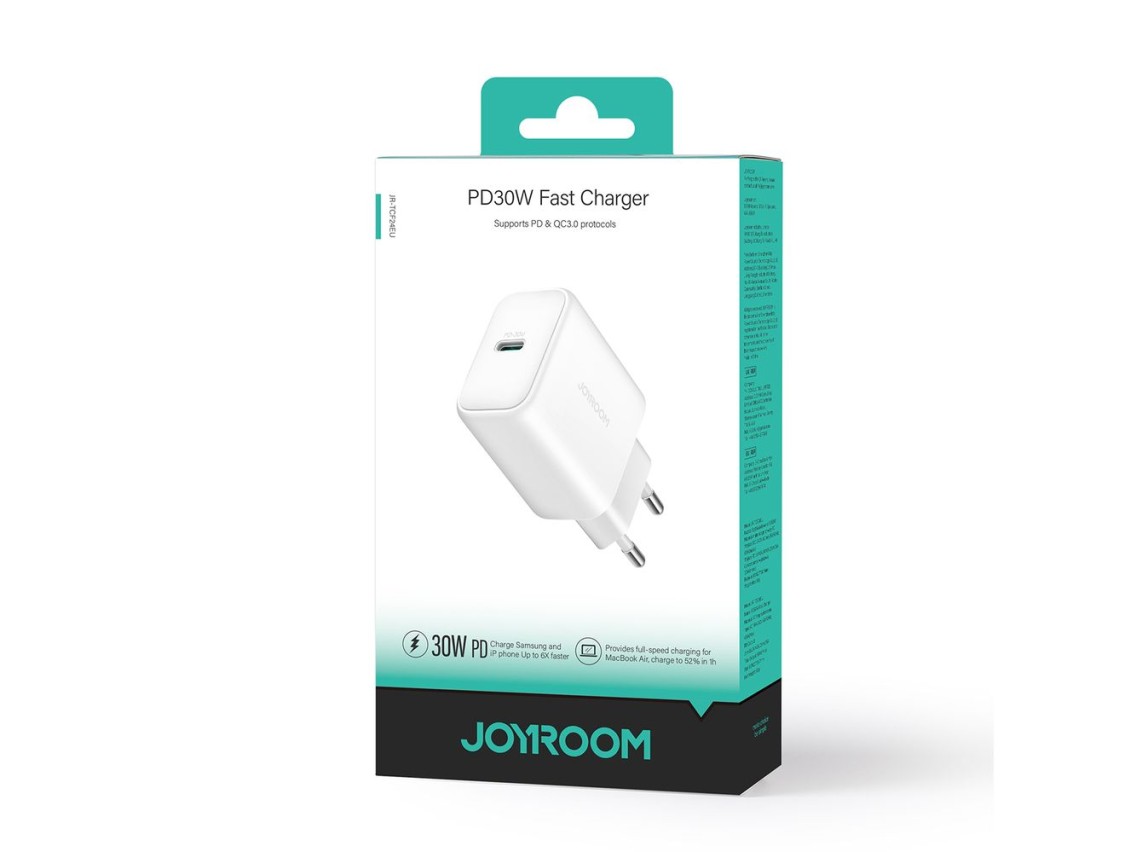 Carregador de rede Joyroom JR-TCF24 USB-C PD 30W QC SFC - branco