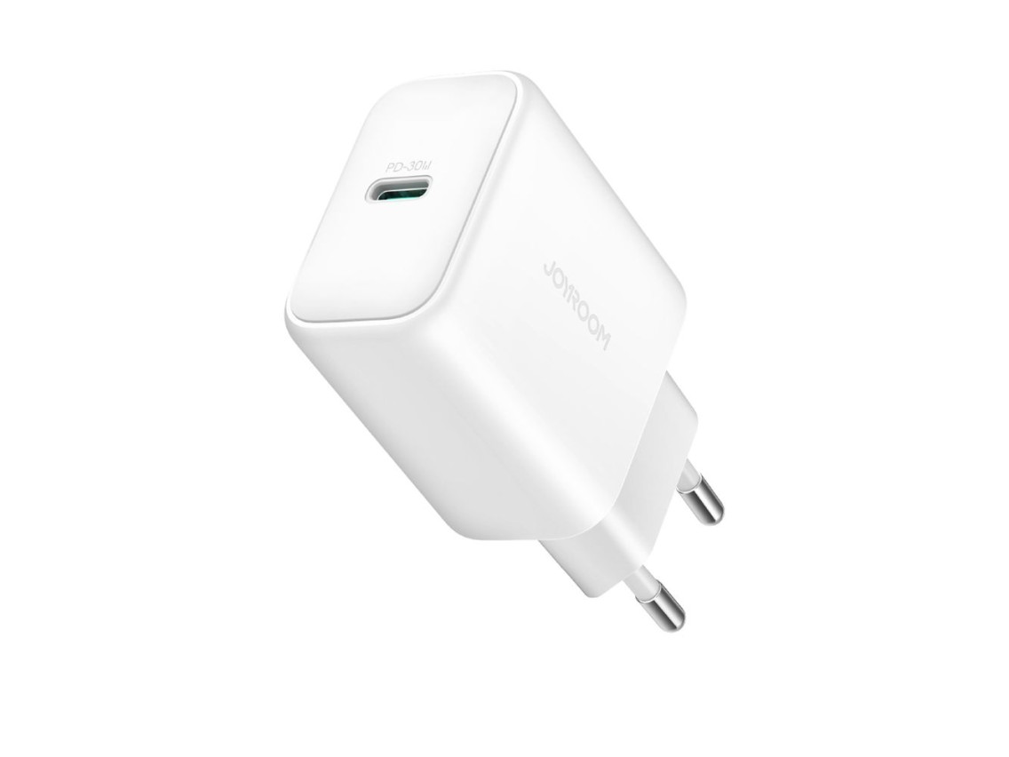 Cargador de red Joyroom JR-TCF24 USB-C PD 30W QC SFC - blanco + cable USB-C de 1 m