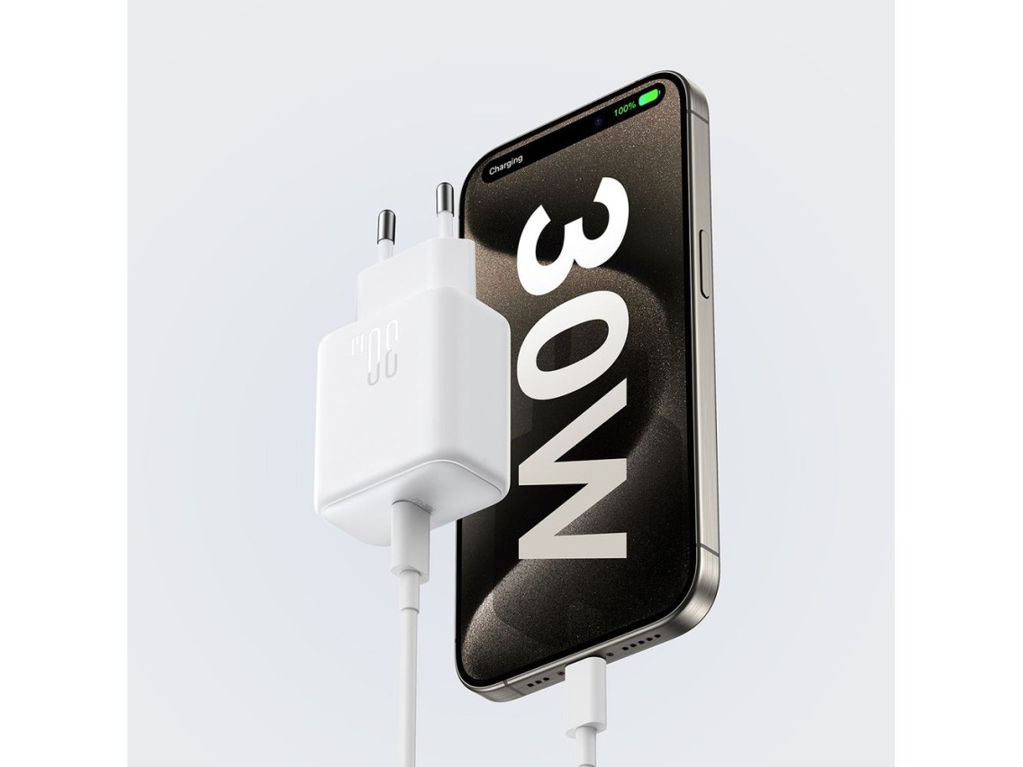 Carregador de rede Joyroom JR-TCF24 USB-C PD 30W QC SFC - branco