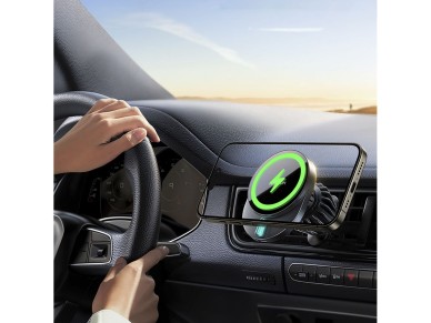 Joyroom JR-ZS409 magnetic holder with 15W inductive charger for car air vent - black Joyroom JR-ZS409 magnetic holder with 15W inductive charger for car air vent - black