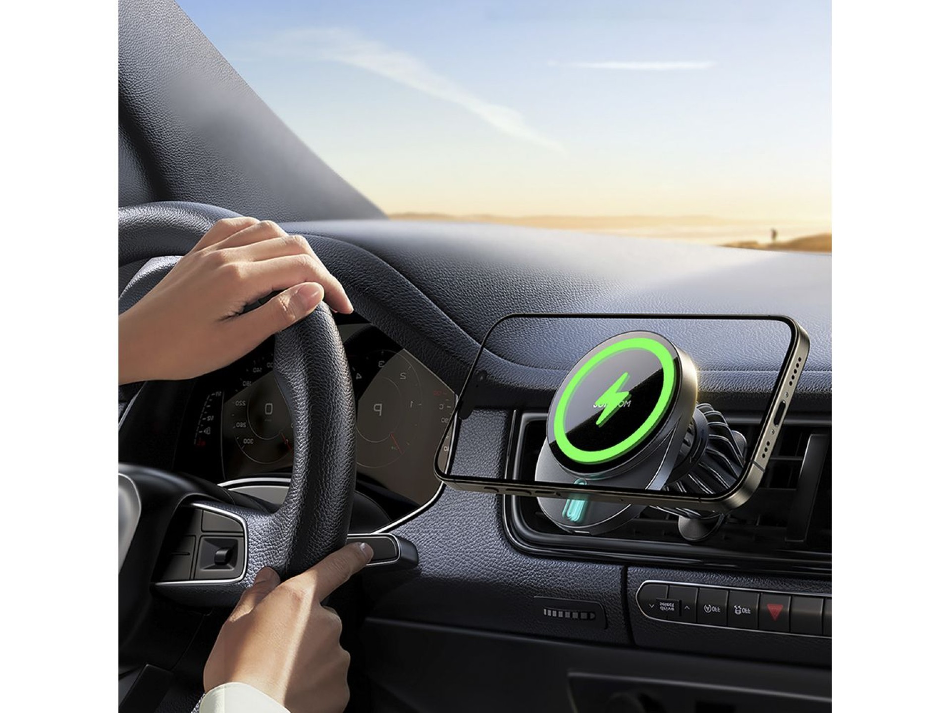 Suporte magnético Joyroom JR-ZS409 com carregador indutivo de 15 W para saída de ar do carro - preto