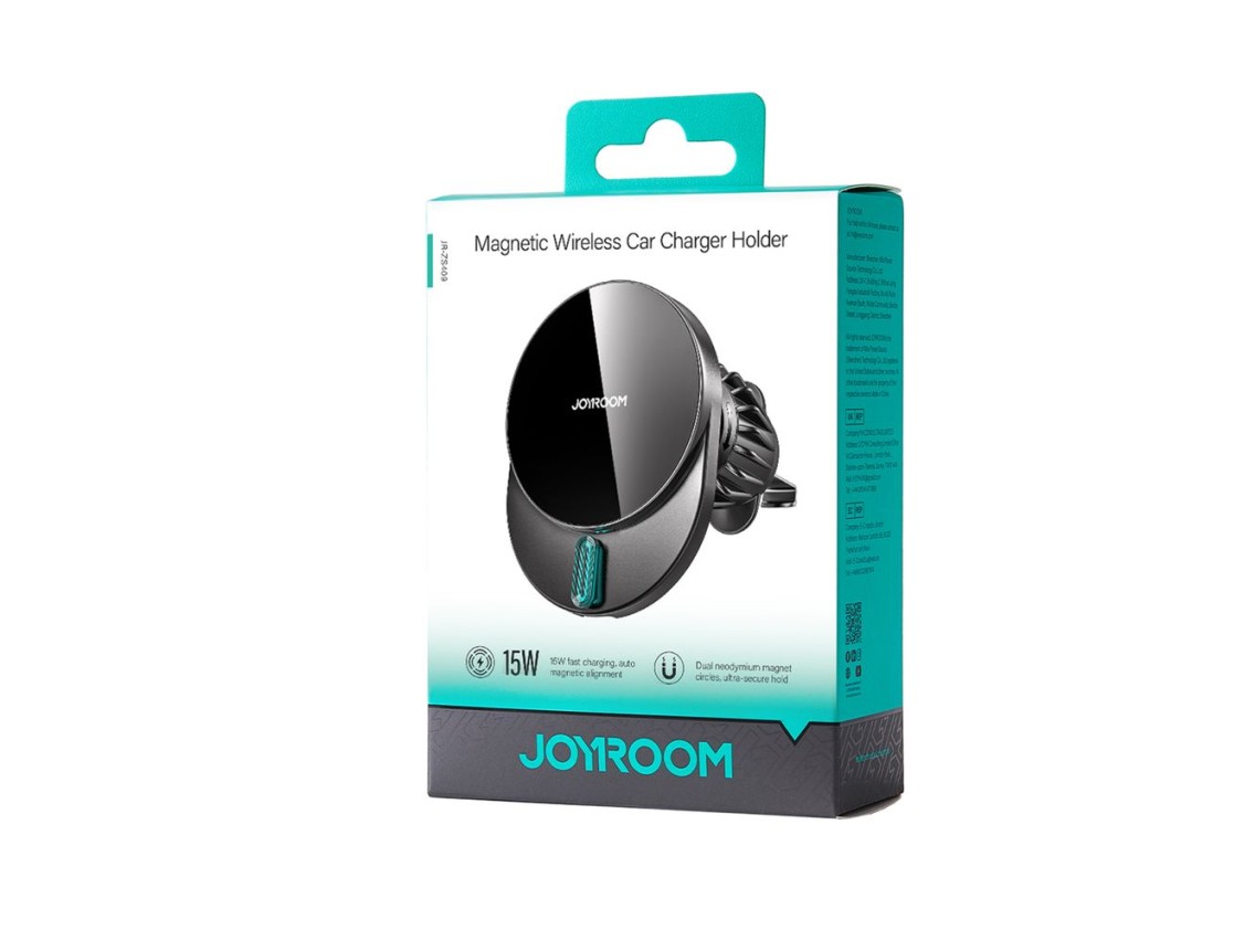 Suporte magnético Joyroom JR-ZS409 com carregador indutivo de 15 W para saída de ar do carro - preto