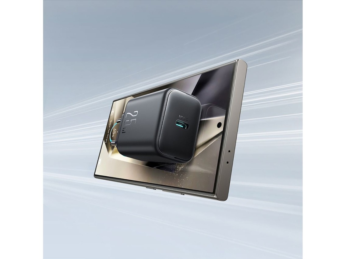 Carregador de rede Joyroom JR-TCF23 USB-C 25W SFC/PPS/PD - preto + cabo USB-C/USB-C de 1m