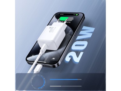 Joyroom JR-TCF20 USB-C PD 20W network charger - white + USB-C / Lightning cable 1m Joyroom JR-TCF20 USB-C PD 20W network charger - white + USB-C / Lightning cable 1m