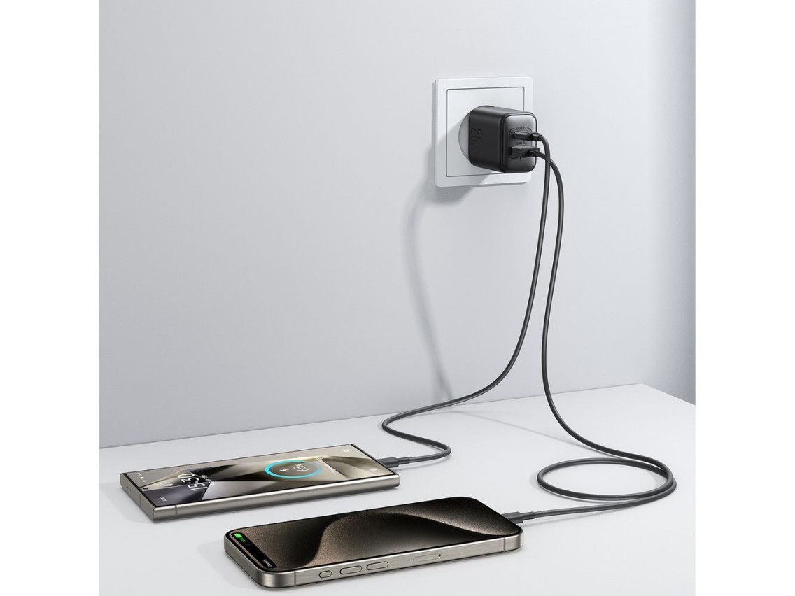 Cargador de red Joyroom JR-TCF13 USB-C / USB-A 25W SFC / PPS / PD - negro