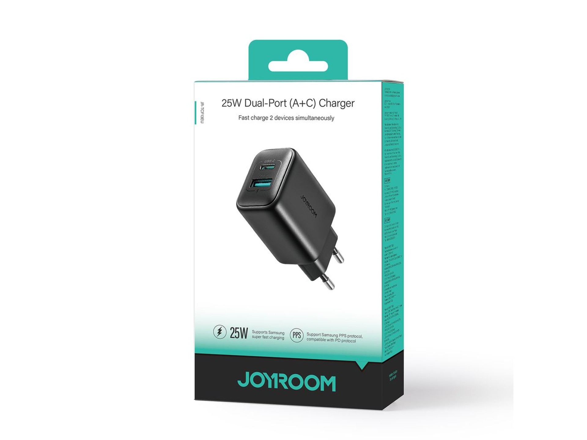 Cargador de red Joyroom JR-TCF13 USB-C / USB-A 25W SFC / PPS / PD - negro