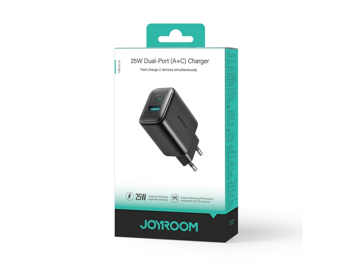 Cargador de red Joyroom JR-TCF13 USB-C / USB-A 25W SFC / PPS / PD - negro