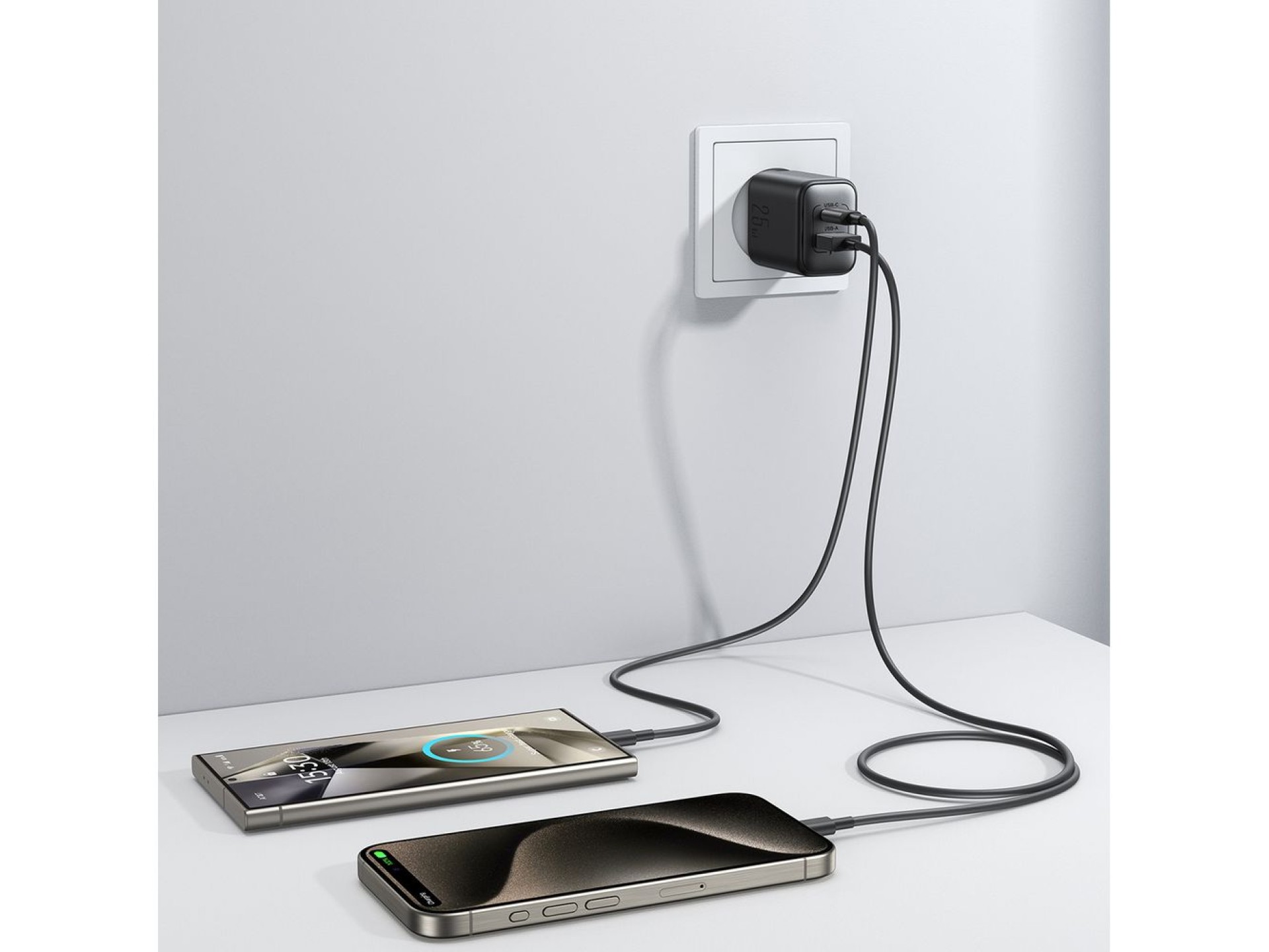 Cargador de red Joyroom JR-TCF13 USB-C / USB-A 25W SFC / PPS / PD - negro