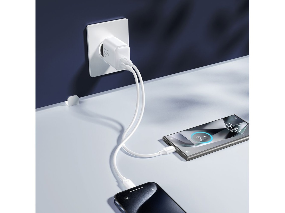 Cargador de red Joyroom JR-TCF12 2x USB-C 20W PD / QC 3.0 - blanco