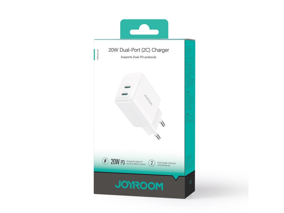 Cargador de red Joyroom JR-TCF12 2x USB-C 20W PD / QC 3.0 - blanco