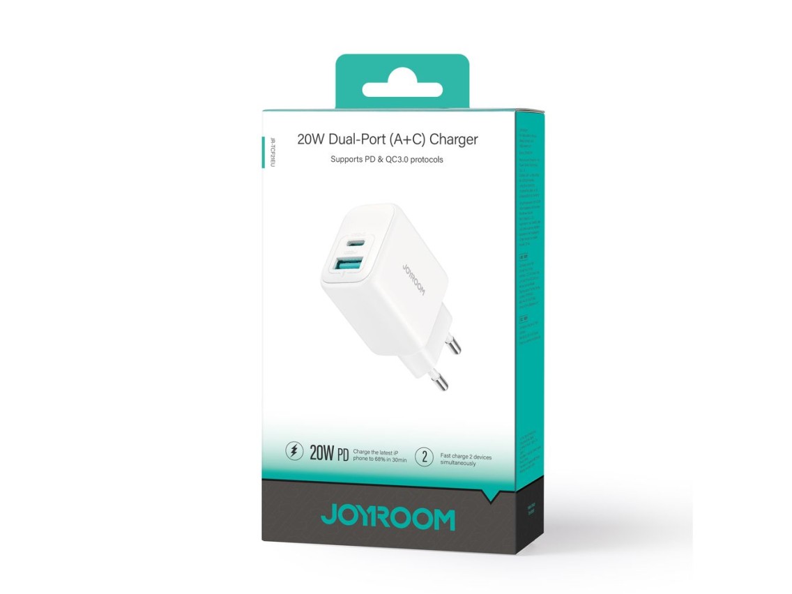 Joyroom JR-TCF21 network charger USB-C / USB-A 20W PD / QC 3.0 - white