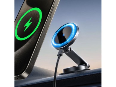 Joyroom JR-ZS408 magnetic holder with 15W inductive charger for car cockpit - black