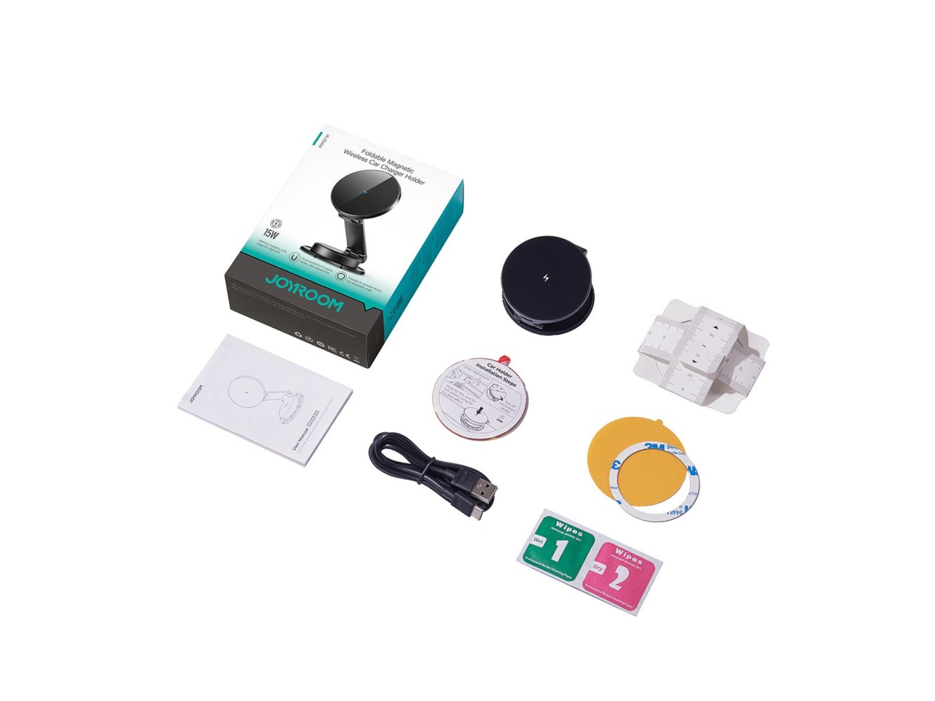 Soporte magnético Joyroom JR-ZS408 con cargador inductivo de 15 W para el habitáculo del coche - neg