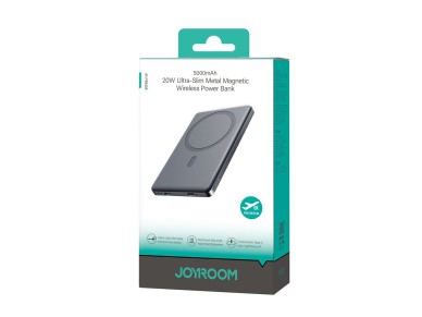 Bater�a externa Joyroom JR-PBM08 de 5000 mAh y 20 W, ultradelgada con carga inductiva - gris