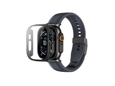 Protetor de tela de vidro AmazingThing Radix com capa para Apple Watch Ultra 3 49mm - Preto