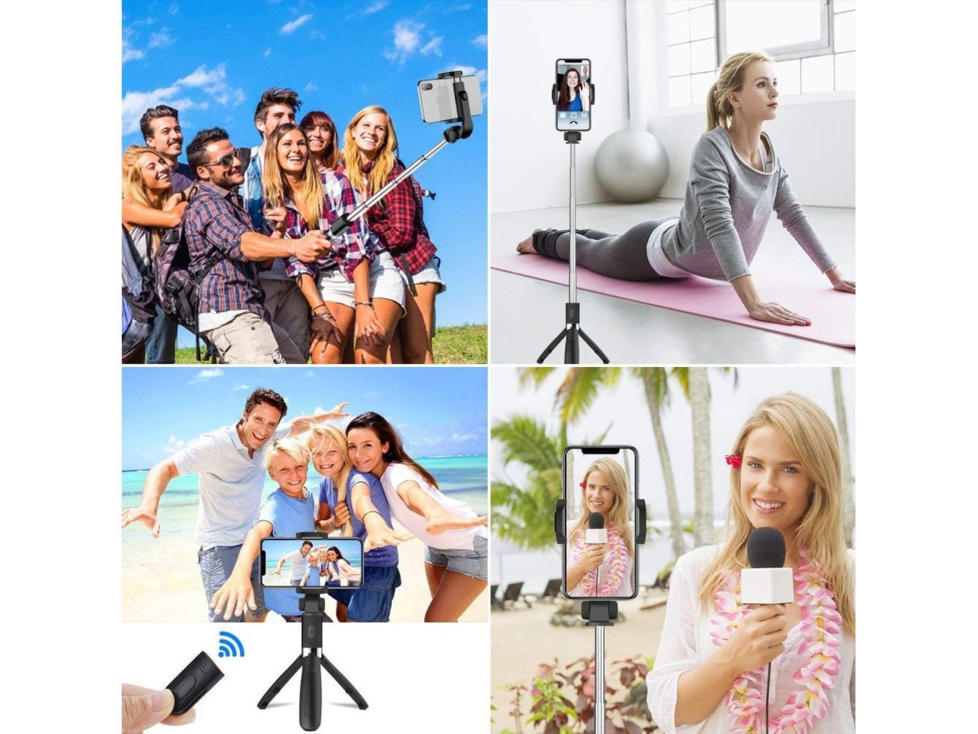 Bastão de selfie Bluetooth Tech-Protect L01S com tripé de até 70 cm - Preto