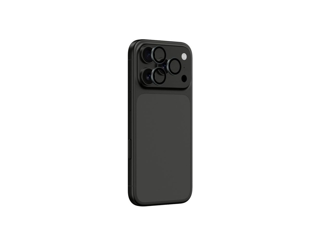 Lente de vidro AmazingThing para iPhone 17 Pro/Pro Max com moldura de alumínio cinza.