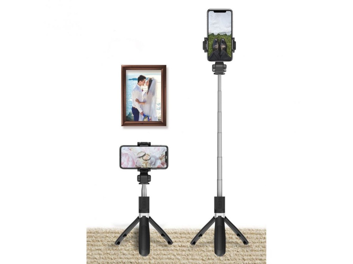 Bastão de selfie Bluetooth Tech-Protect L01S com tripé de até 70 cm - Preto