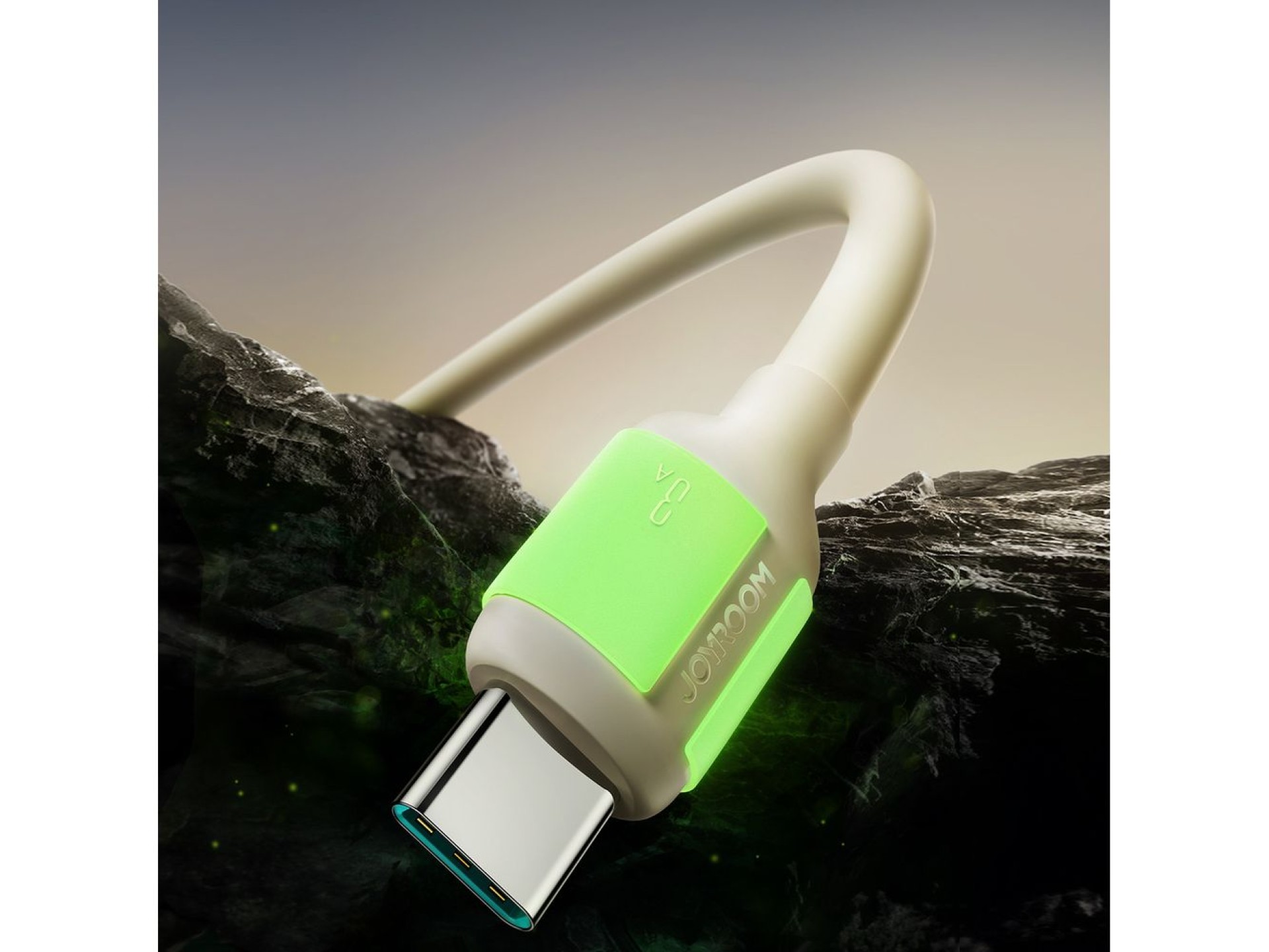Cable USB-A - USB-C Joyroom S-A53 3A con punta fluorescente de 1,2 m - Beige