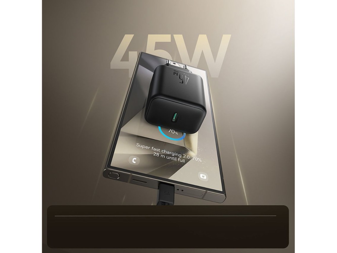 Joyroom JR-TCG13 45W GaN Wall Charger for Samsung Ultra - Black