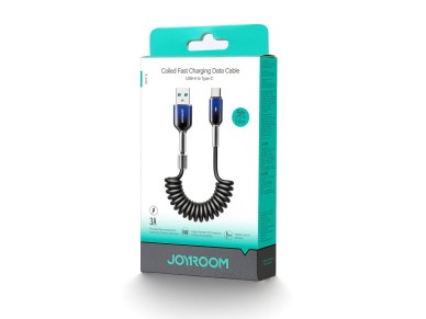Joyroom S-A43 Crystal-Clear Series 3A USB-A - USB-C spiral cable 1.5m - black Joyroom S-A43 Crystal-Clear Series 3A USB-A - USB-C spiral cable 1.5m - black