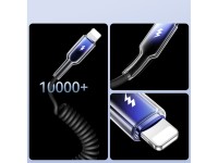Cabo espiral USB-A para Lightning Joyroom S-A43 Crystal-Clear Series 3A, 1,5 m - preto