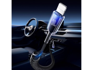 Joyroom S-A43 Crystal-Clear Series 30W USB-C - Lightning spiral cable 1.5m - black
