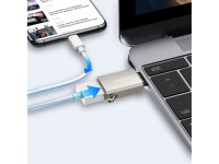 Adaptador Joyroom S-H151 USB-C (macho) / USB-A (hembra) con ojal para cordón - Plateado Adaptador Joyroom S-H151 USB-C (macho) / USB-A (hembra) con ojal para cordón - Plateado