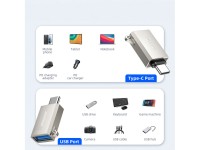 Adaptador Joyroom S-H151 USB-C (macho) / USB-A (hembra) con ojal para cordón - Plateado Adaptador Joyroom S-H151 USB-C (macho) / USB-A (hembra) con ojal para cordón - Plateado