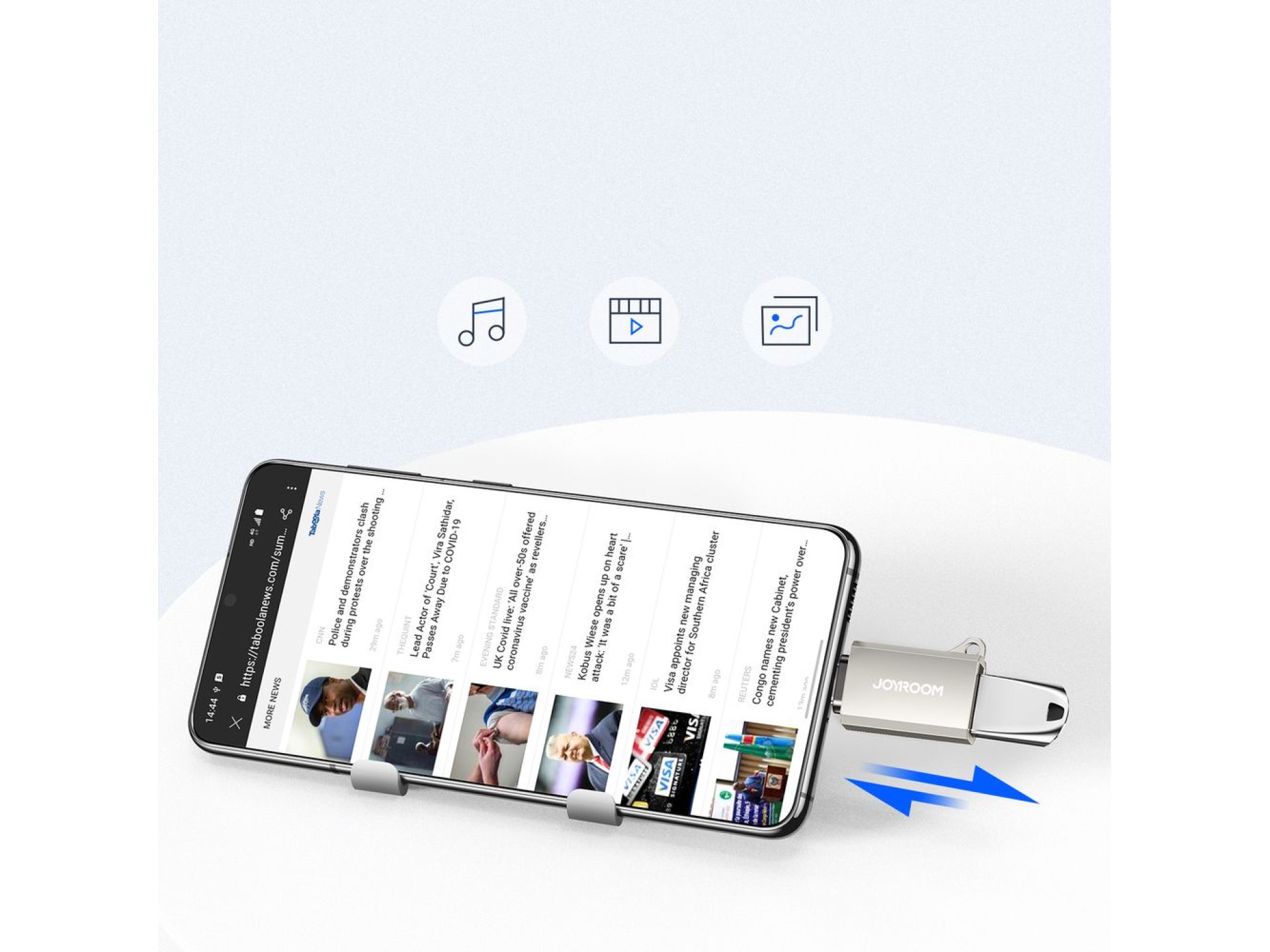 Adaptador Joyroom S-H151 USB-C (macho) / USB-A (hembra) con ojal para cordón - Plateado