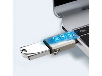 Adaptador Joyroom S-H151 USB-C (macho) / USB-A (hembra) con ojal para cordón - Plateado Adaptador Joyroom S-H151 USB-C (macho) / USB-A (hembra) con ojal para cordón - Plateado
