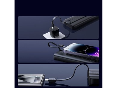 Batería externa Joyroom JR-PBF19 de 22,5 W y 10000 mAh con dos cables integrados - Negra Batería externa Joyroom JR-PBF19 de 22,5 W y 10000 mAh con dos cables integrados - Negra