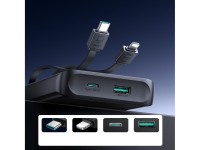 Joyroom JR-PBF19 Powerbank de 22,5 W e 10000 mAh com dois cabos integrados - Preto Joyroom JR-PBF19 Powerbank de 22,5 W e 10000 mAh com dois cabos integrados - Preto