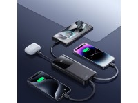 Joyroom JR-PBF19 Powerbank de 22,5 W e 10000 mAh com dois cabos integrados - Preto Joyroom JR-PBF19 Powerbank de 22,5 W e 10000 mAh com dois cabos integrados - Preto
