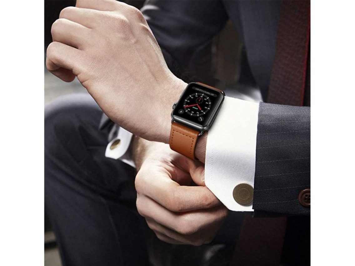 Pulseira Tech-Protect LeatherFit para Apple Watch 4 / 5 / 6 / 7 / 8 / 9 / SE / Ultra 1 / 2 (42/44/45